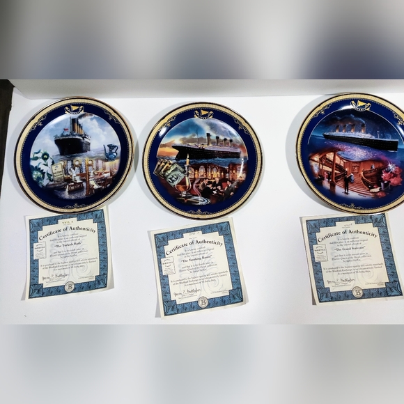 Art 3 Bradford Exchange Titanic Plates With Certificates Of